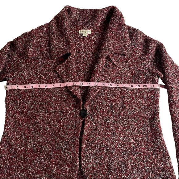 Coldwater Creek Boucle Slub Cardigan Red One Button Size XL 16 Lagenlook Boho - Picture 12 of 14